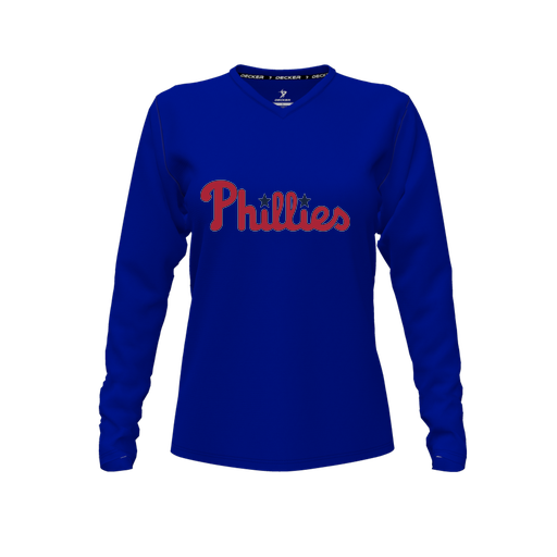 [FTLVPTRY-FYXS-LOGO3] Decker Performance T-Shirt (Female Youth XS, Royal, V Neck, Logo 3, Long Sleeve)