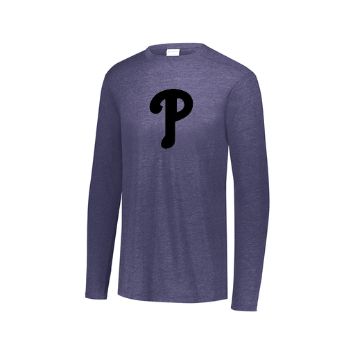 [3075.U22.XS-LOGO1] Decker Men's Tri-Blend T-Shirt - Long Sleeve (Adult XS, Navy, Logo 1)