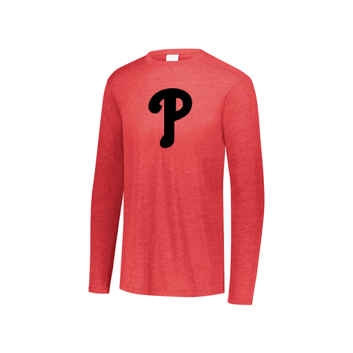 [FTLCUBRD-YS-LOGO1] Decker Youth Tri-Blend T-Shirt - Long Sleeve (Youth S, Red, Logo 1)